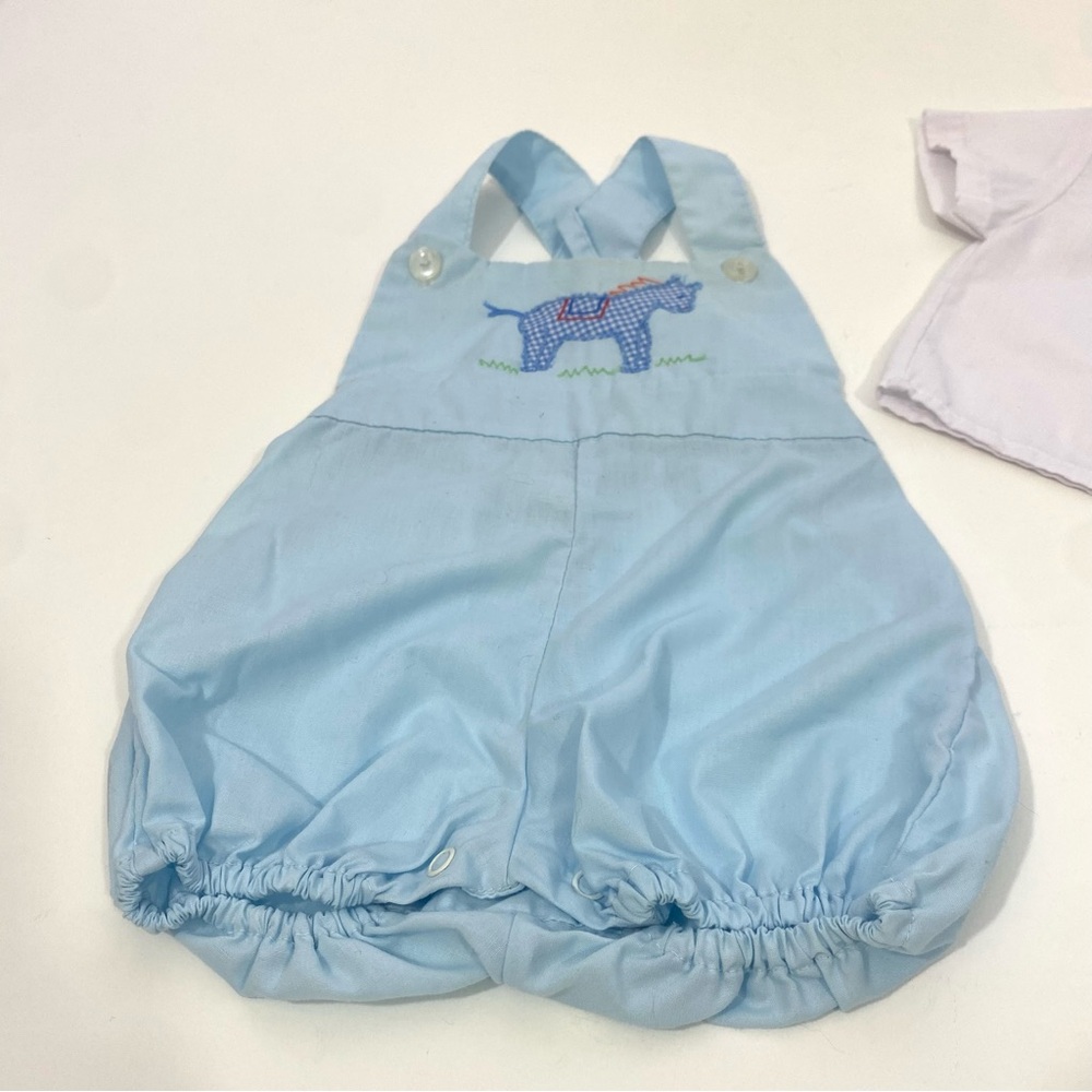 Vintage 80’s Baby Boy’s Romper Outfit  with Embroidered Horse 9 Months - Picture 4 of 7